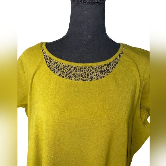 H BY HALSTON OLIVE GREEN DRESS WITH LACE. Sc624-7 - Picture 2 of 13